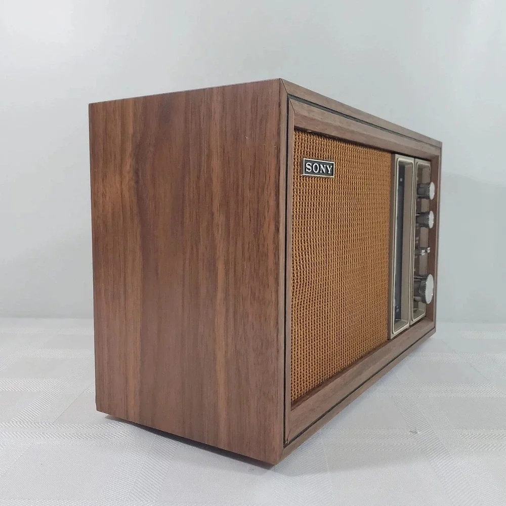 Sony TFM-9450W Vintage AM FM 11 Transistor Wood Grain Table Radio Tested Working